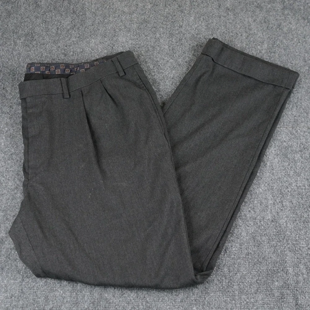 Lauren‎ Ralph Lauren Dress Pants Men 40W 32L Gray Pleated Cuffed Trousers
